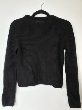 Cashmere Black Ribbed Crewneck Sweater - Women